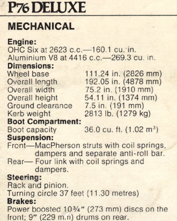 Deluxe specifications