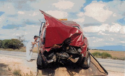 Alan show car being loaded onto a trailer in Central Australia